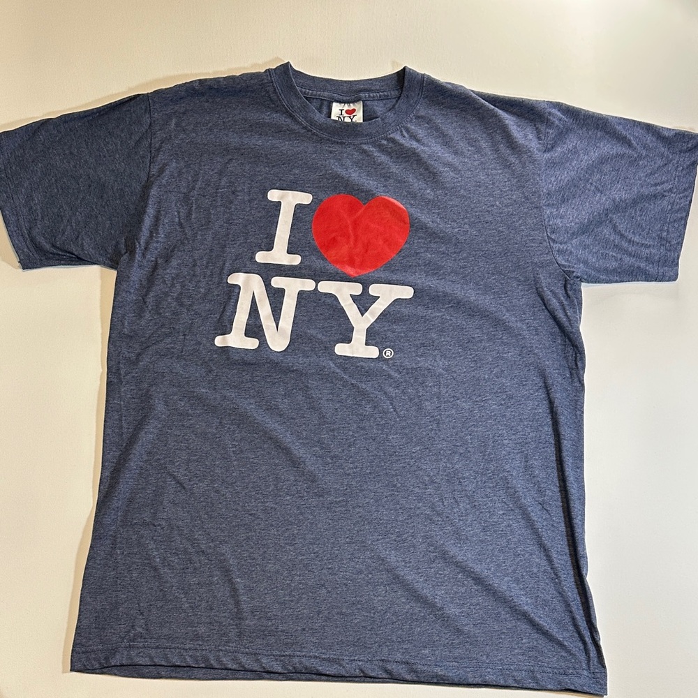 I Love NY Graphic T-Shirt Heather Blue Size XL NYC Tourist Tee